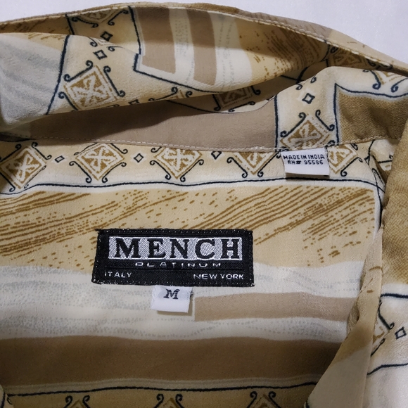 Mench Platinum Geometric Shirt – Made in Italy NY – Retro Earth Tone Button-Down - Picture 3 of 7